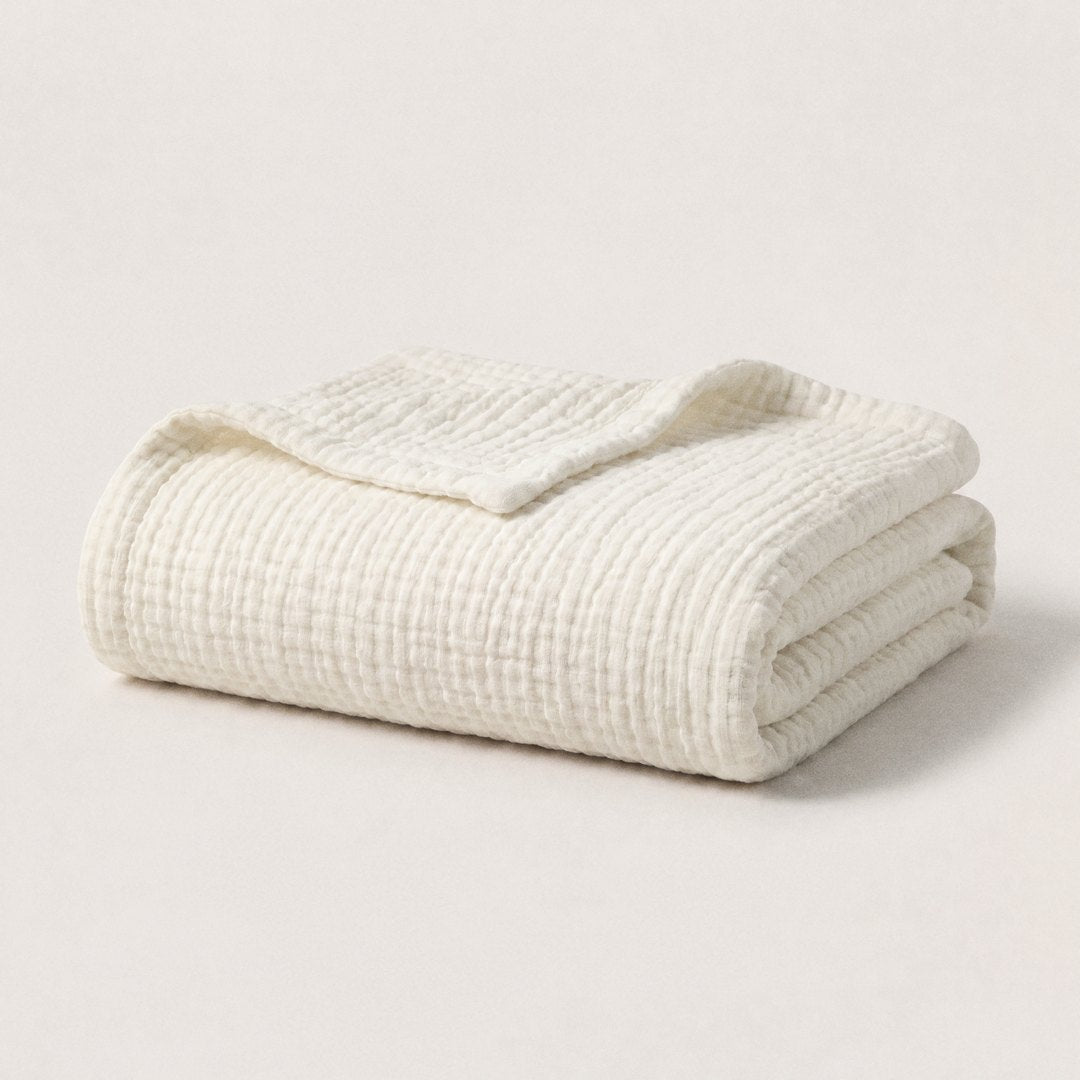 Cotton Muslin Blanket (1+1 Free) (Cloud White)