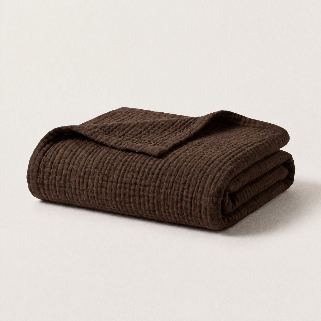 Cotton Muslin Blanket (1+1 Free) (Espresso Brown)