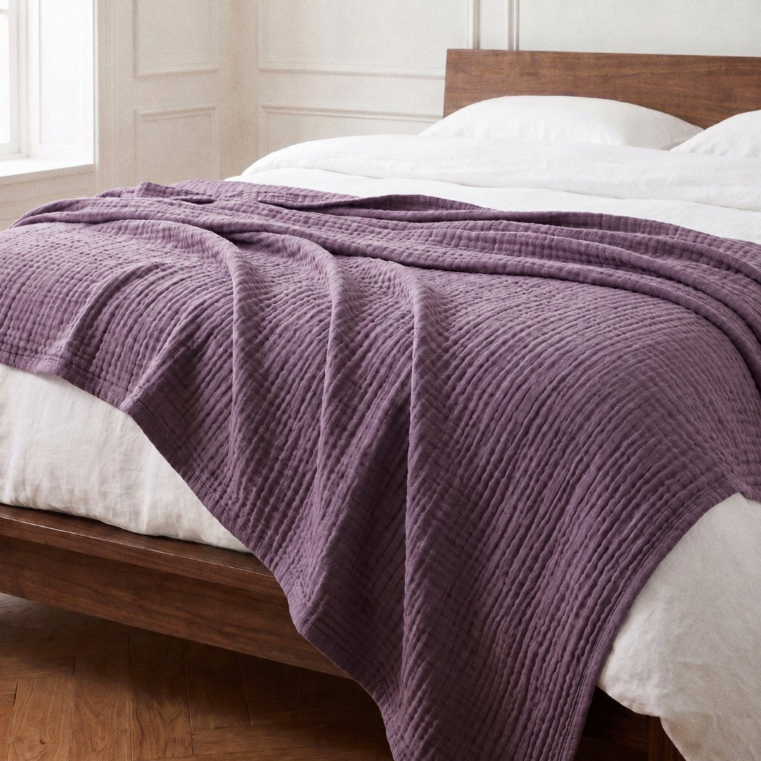 Cotton Muslin Blanket (1+1 Free) (Violet)