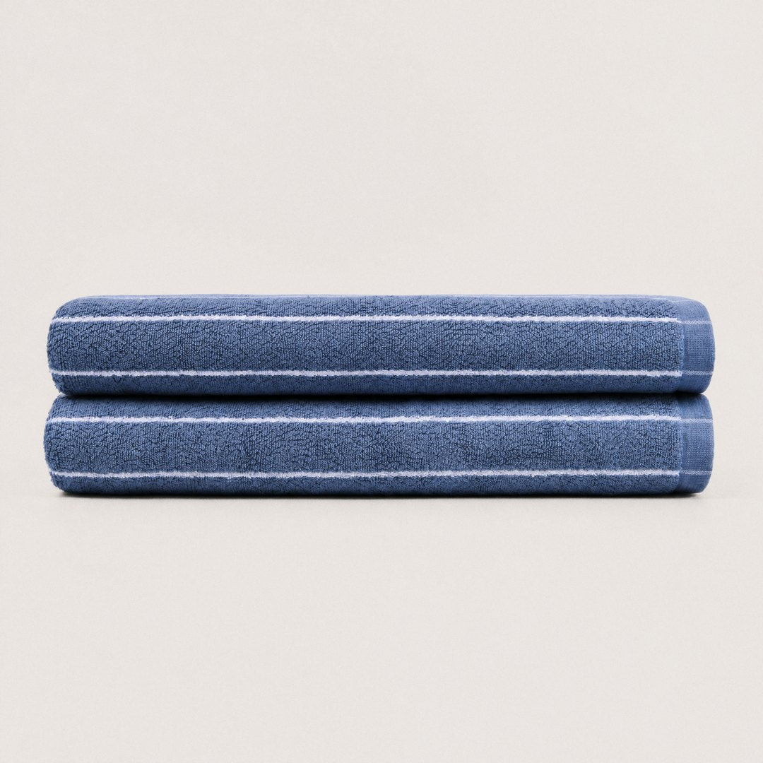 Folded Ultrasoft bath sheets (Lapiz Blue & White)