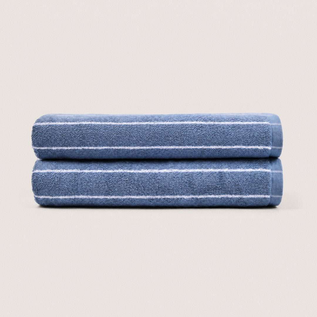 Ultrasoft Cotton Bath Towels pack (Lapiz Blue & White)