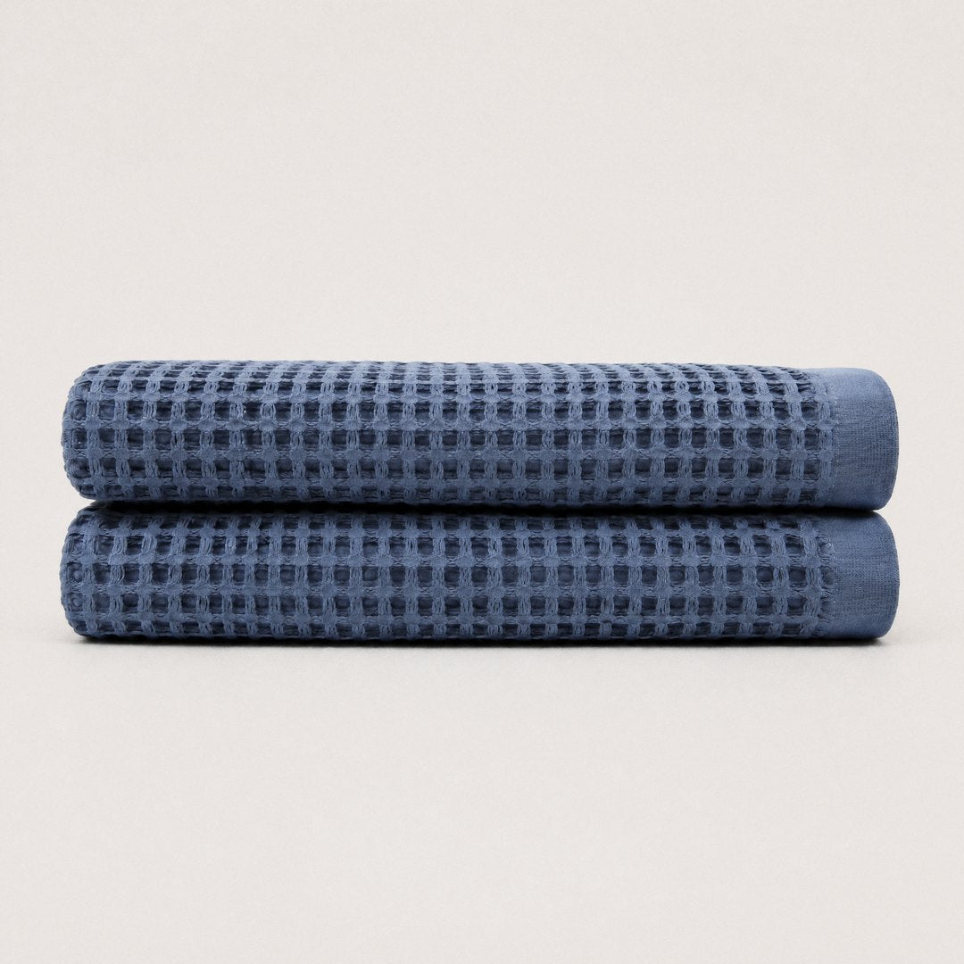 Cotton Waffle Bath Sheets pack (Lapiz Blue)