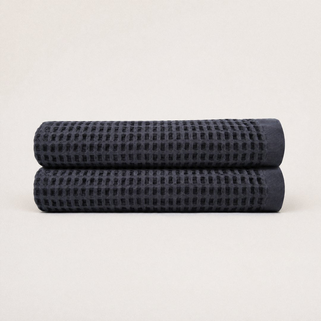 Cotton Waffle Bath Towels pack (Charcoal)