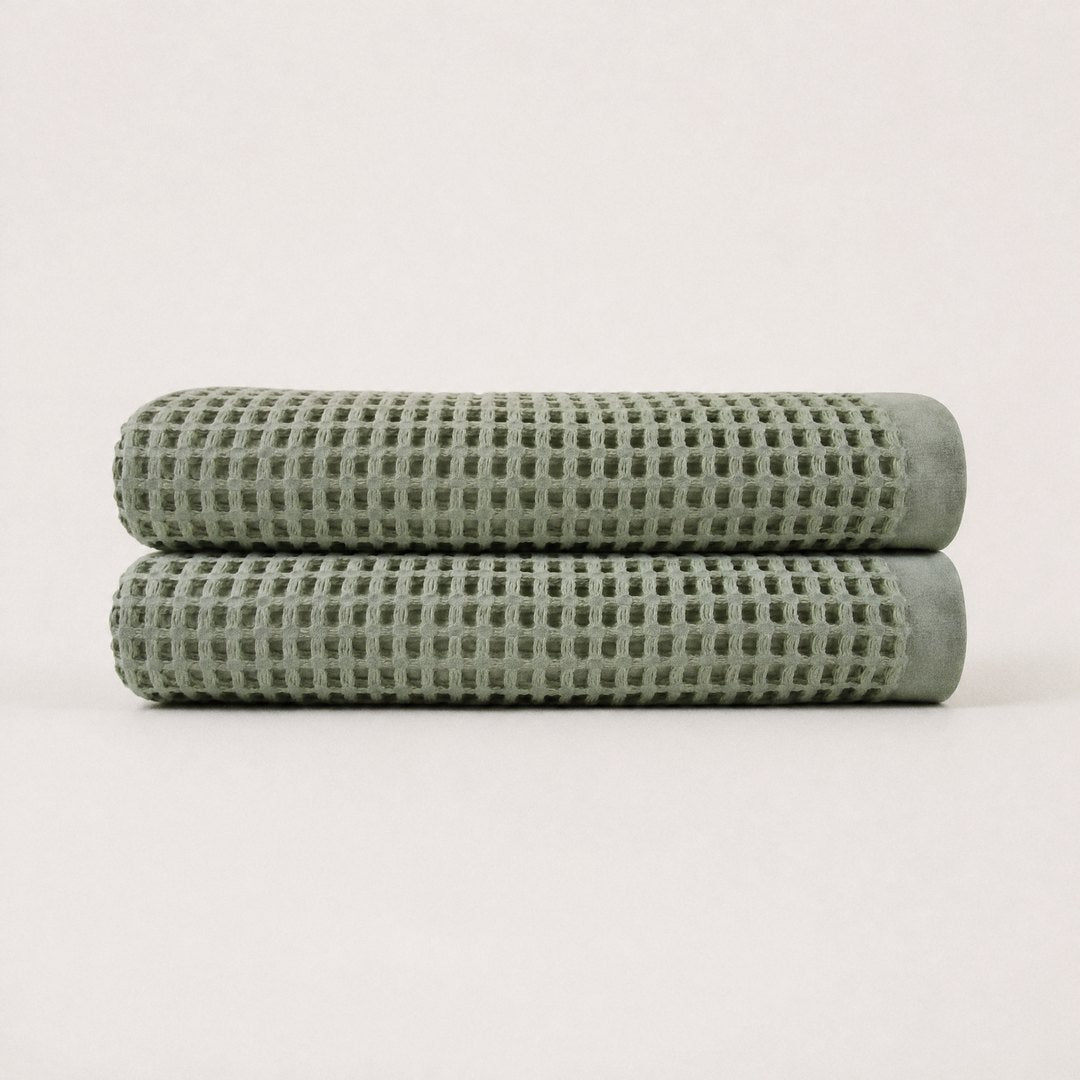 Cotton Waffle Bath Towels pack (Sage)