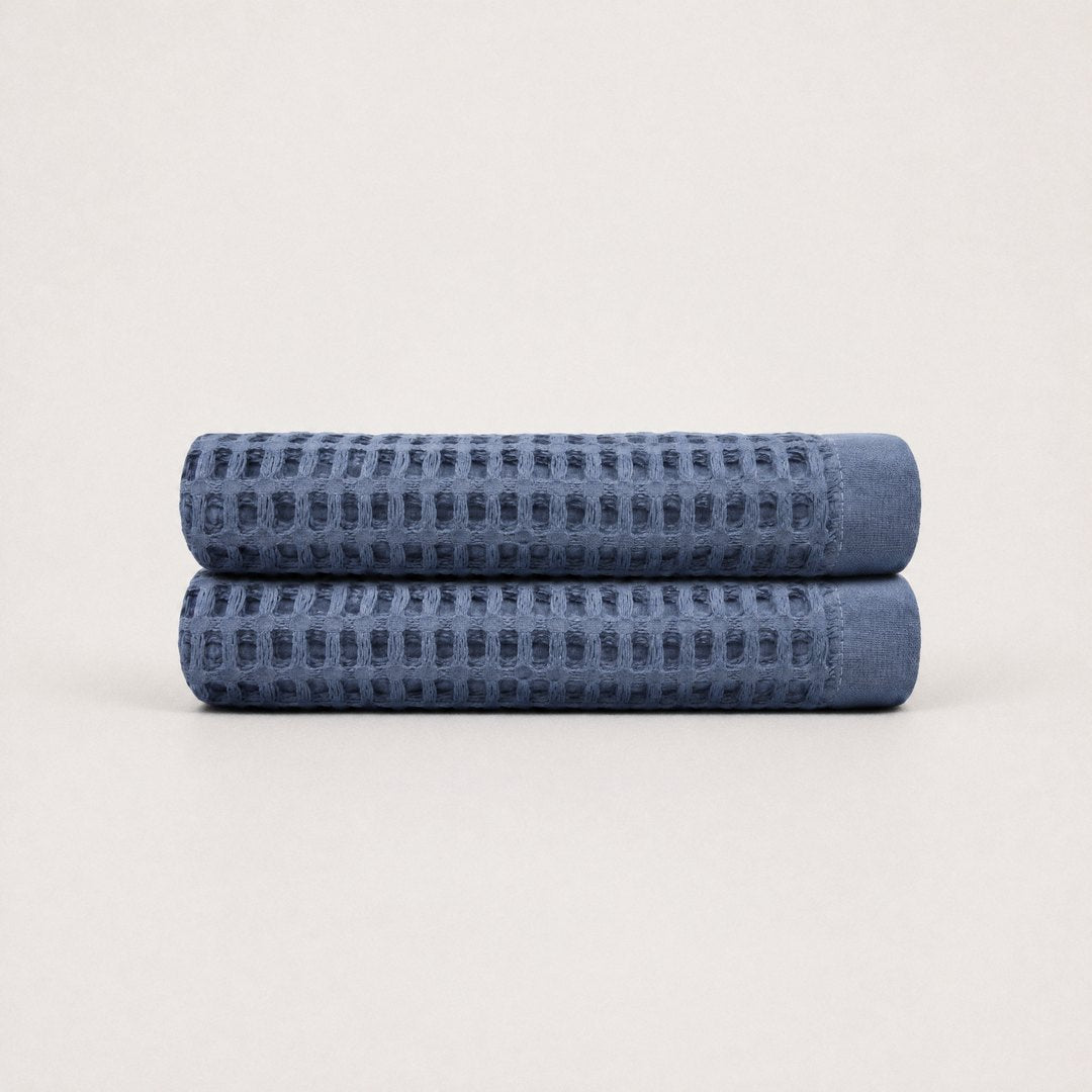 Cotton Waffle Hand Towels pack (Lapiz Blue)