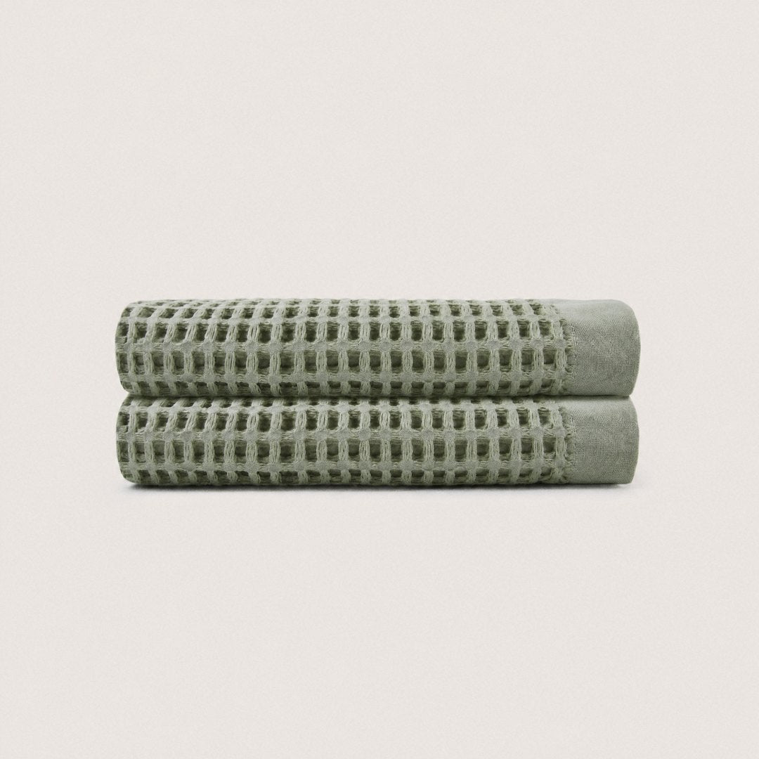 Cotton Waffle Hand Towels pack (Sage)