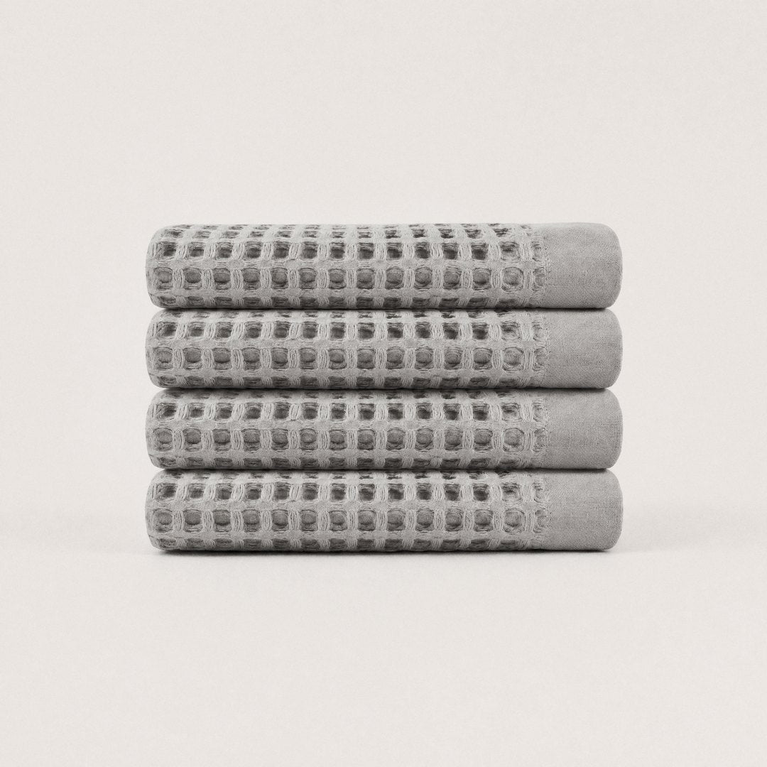 Cotton Waffle Washcloths pack (Stone Grey)