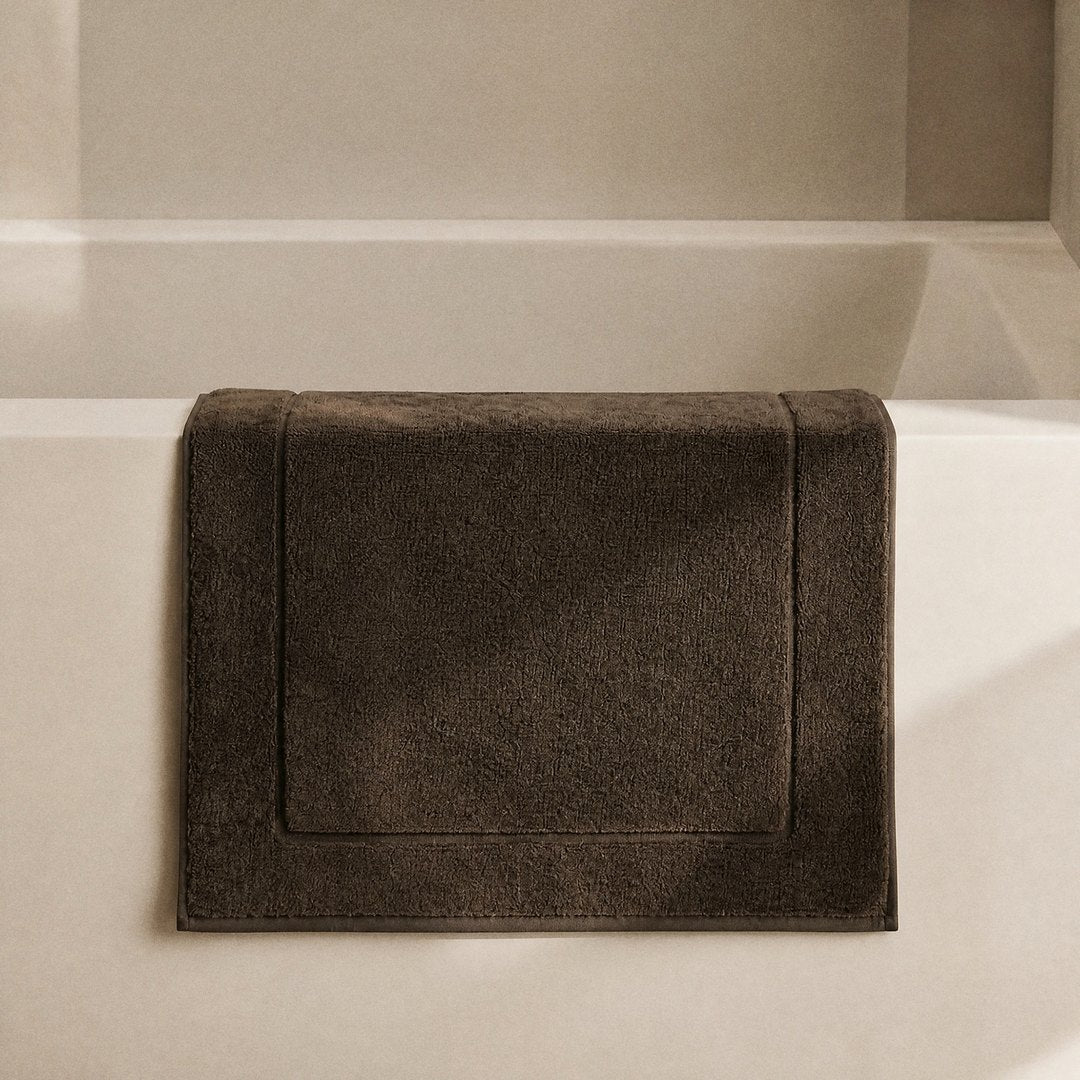 Cotton Bath Mat mat on floor (Espresso Brown)