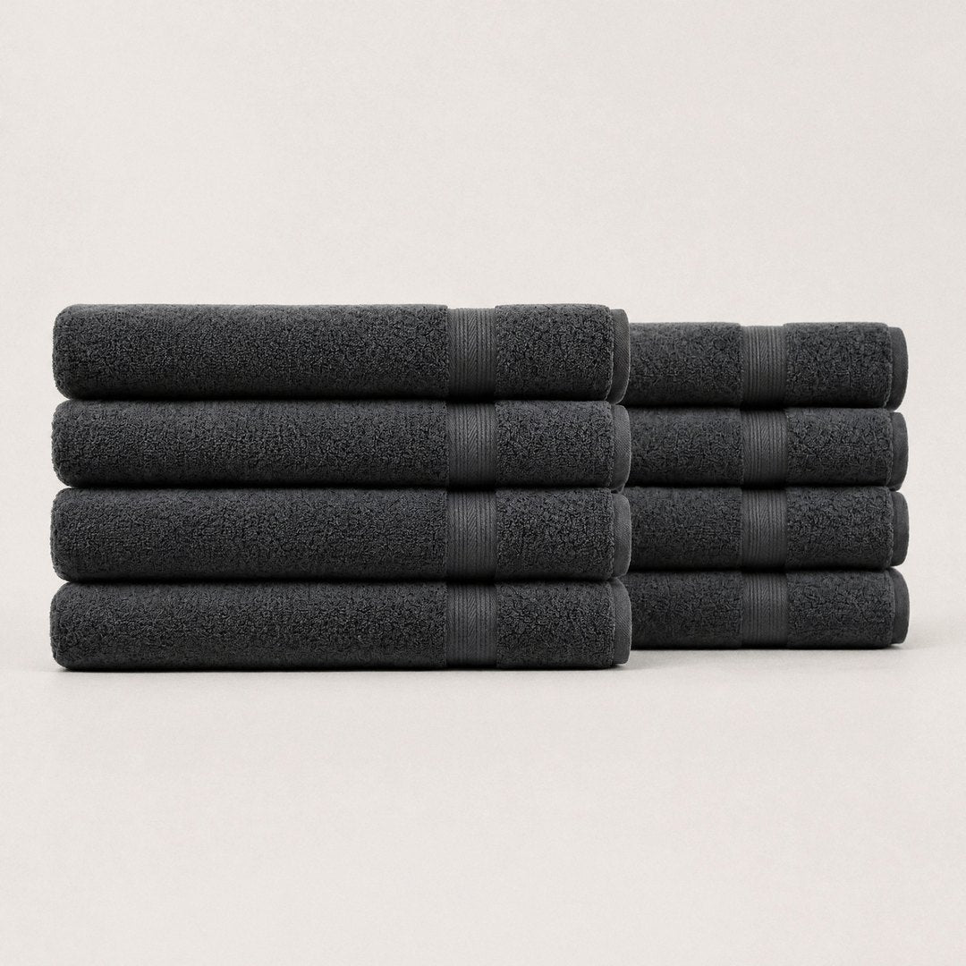 Eight folded Ultrasoft bath sheets (Charcoal)