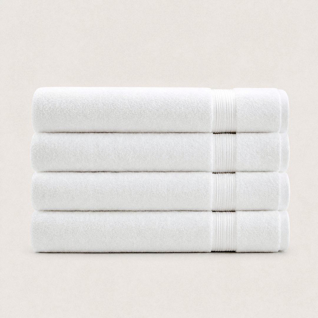 Four folded Ultrasoft bath sheets (Cloud White)