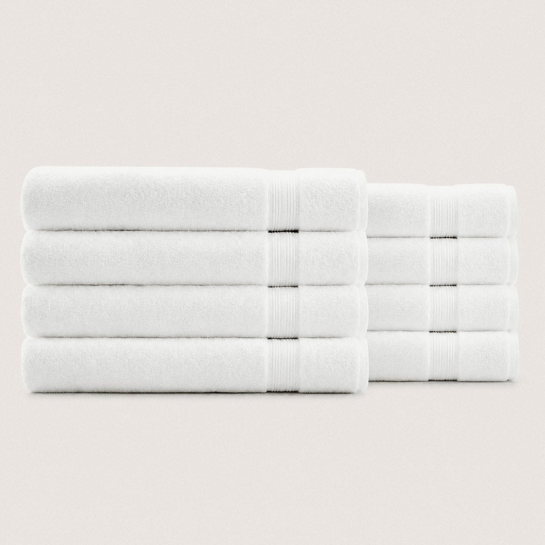 Eight folded Ultrasoft bath sheets (Cloud White)