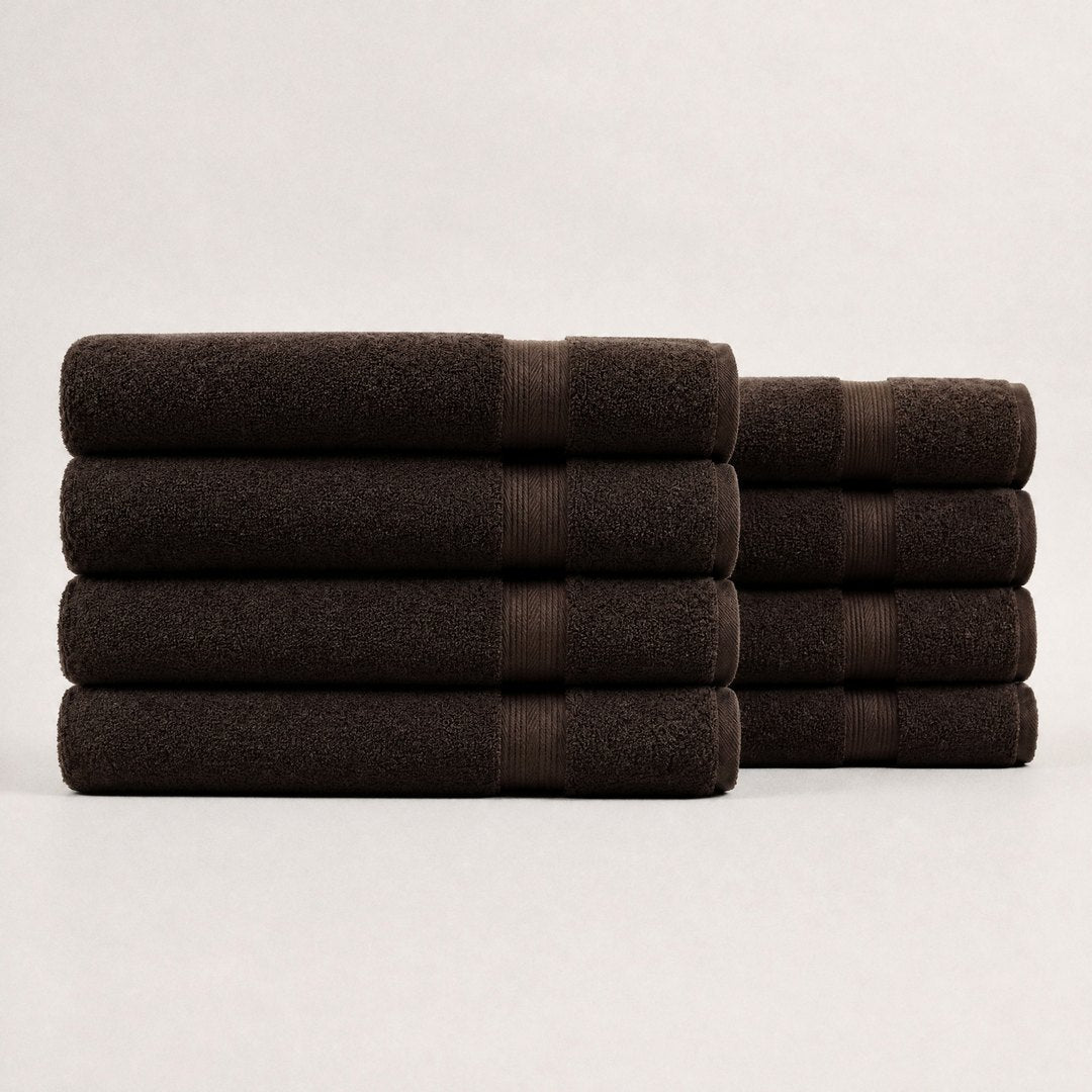 Eight folded Ultrasoft bath sheets (Espresso Brown)