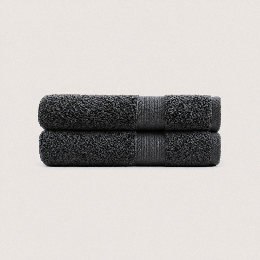 Two folded Ultrasoft hand towels (Charcoal)