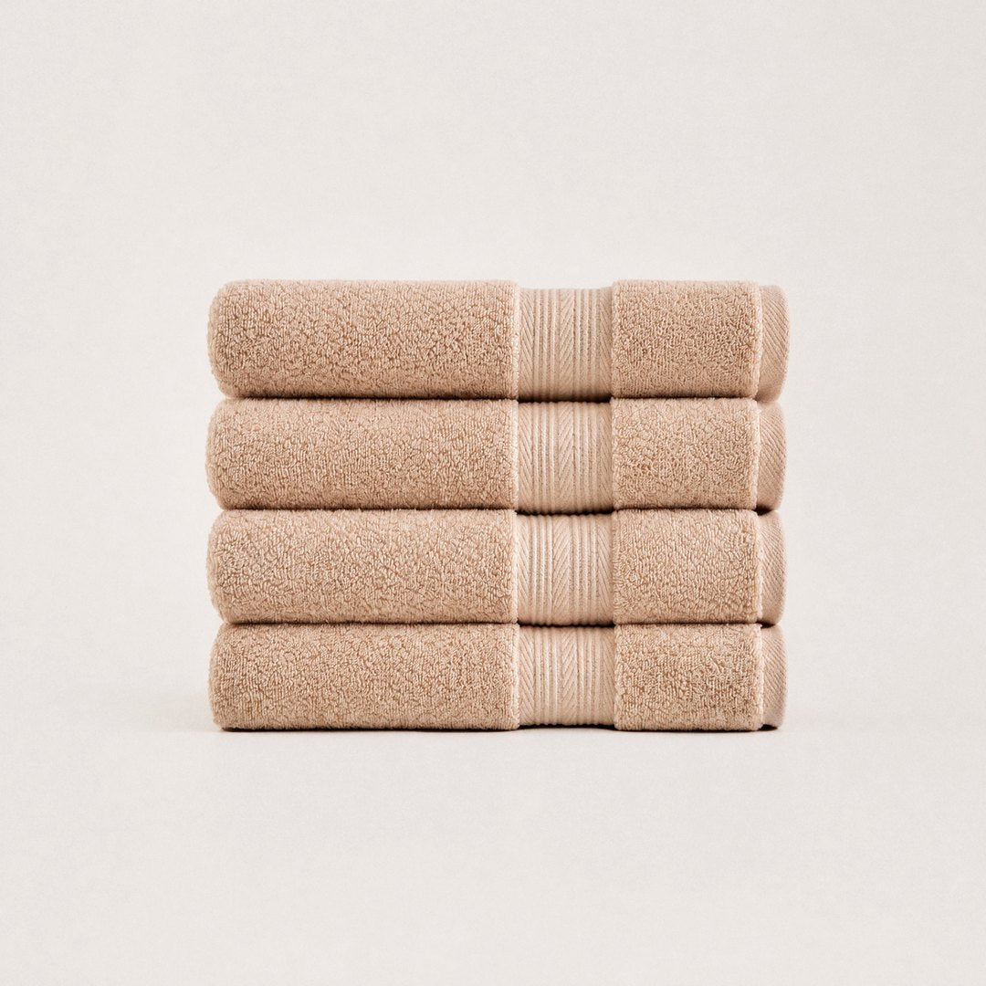 Four folded Ultrasoft hand towels (Sand)