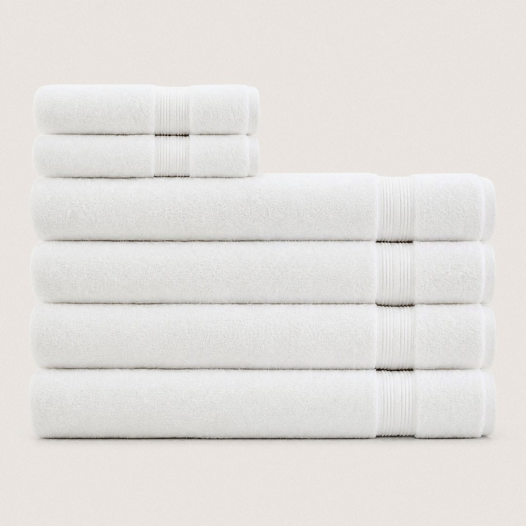 6 piece towel set with bath sheets (Cloud White)