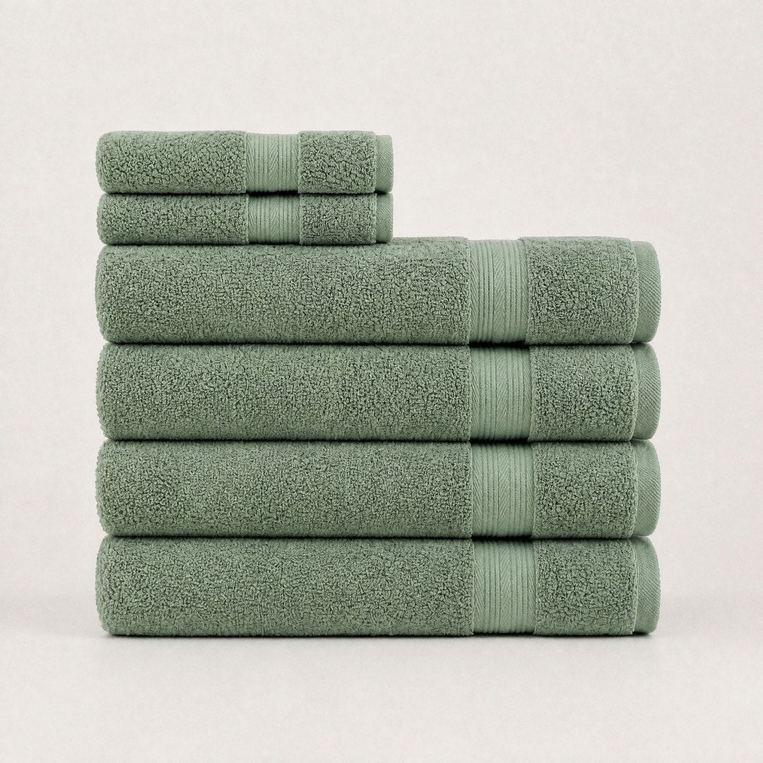 6 piece towel set with bath towels (Sage)