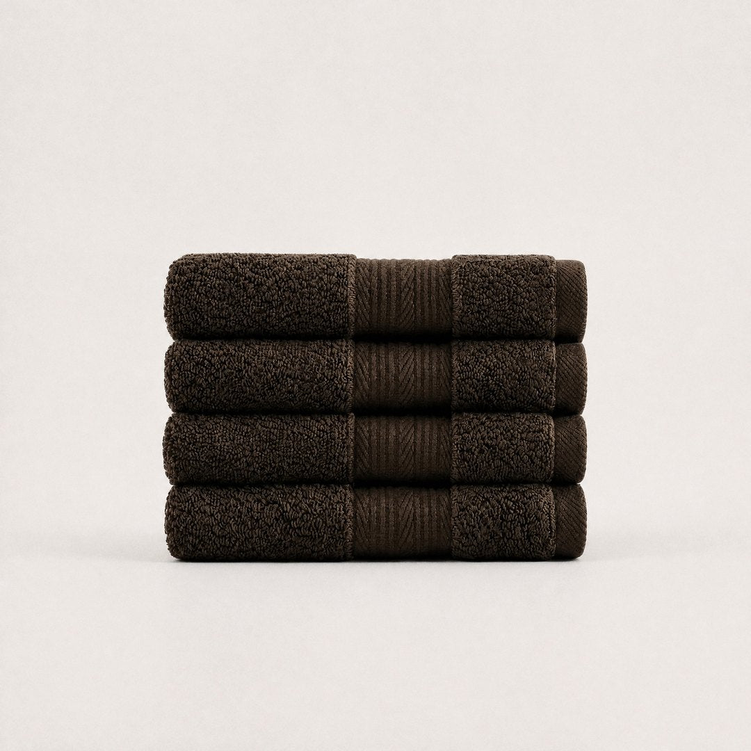 Four folded Ultrasoft washcloths (Espresso Brown)