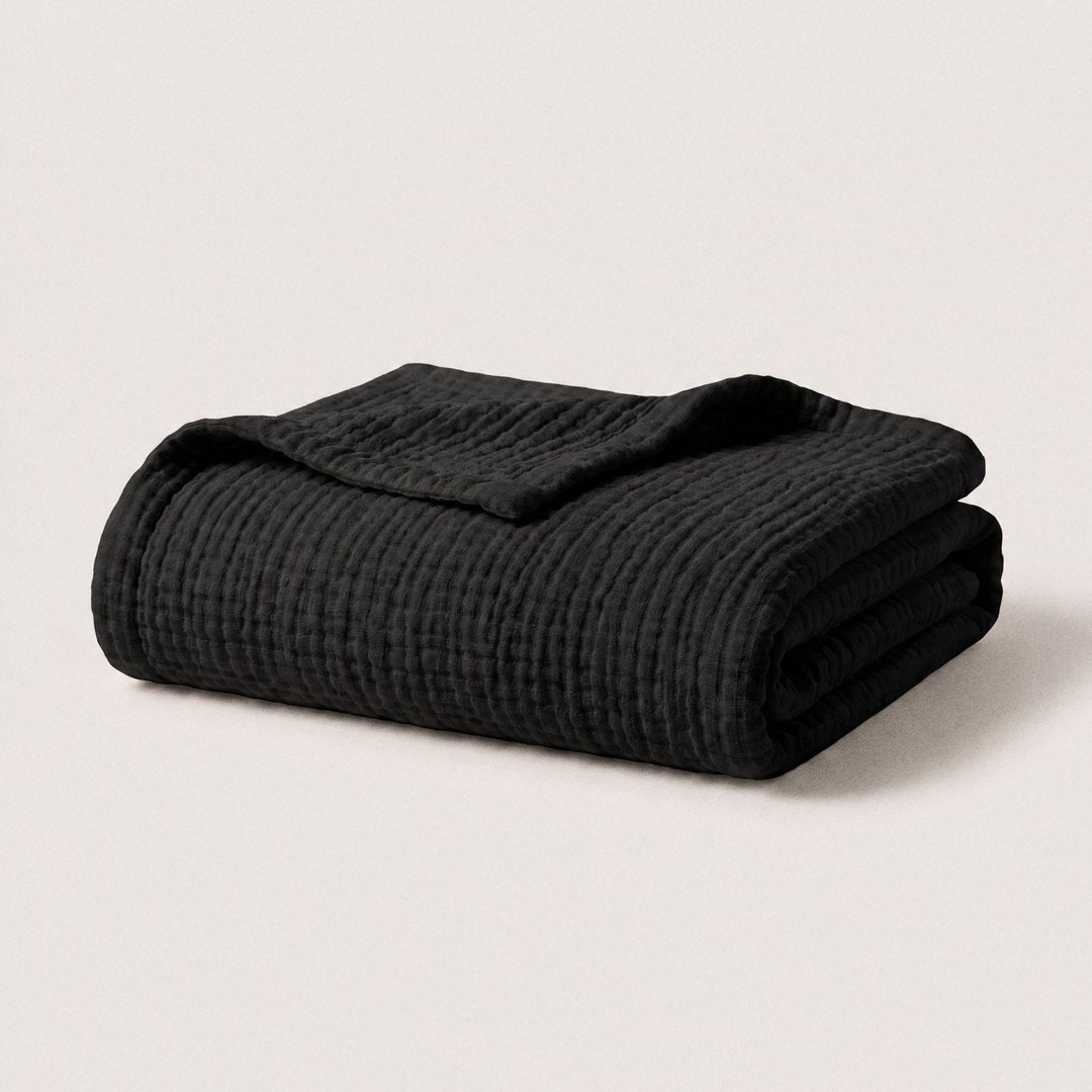Cotton Muslin Blanket (1+1 Free) (Midnight Black)
