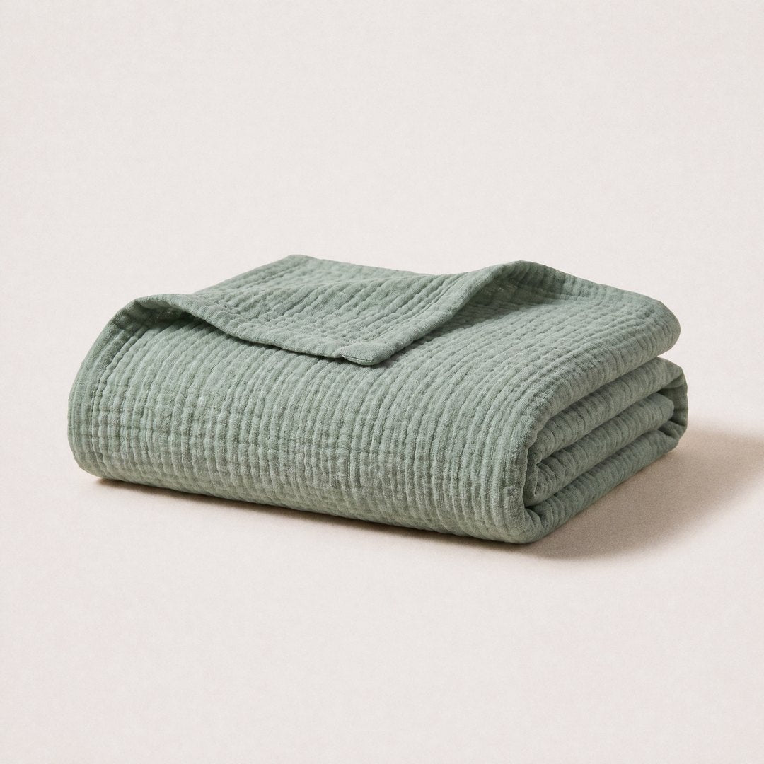 Cotton Muslin Blanket (1+1 Free) (Sage)