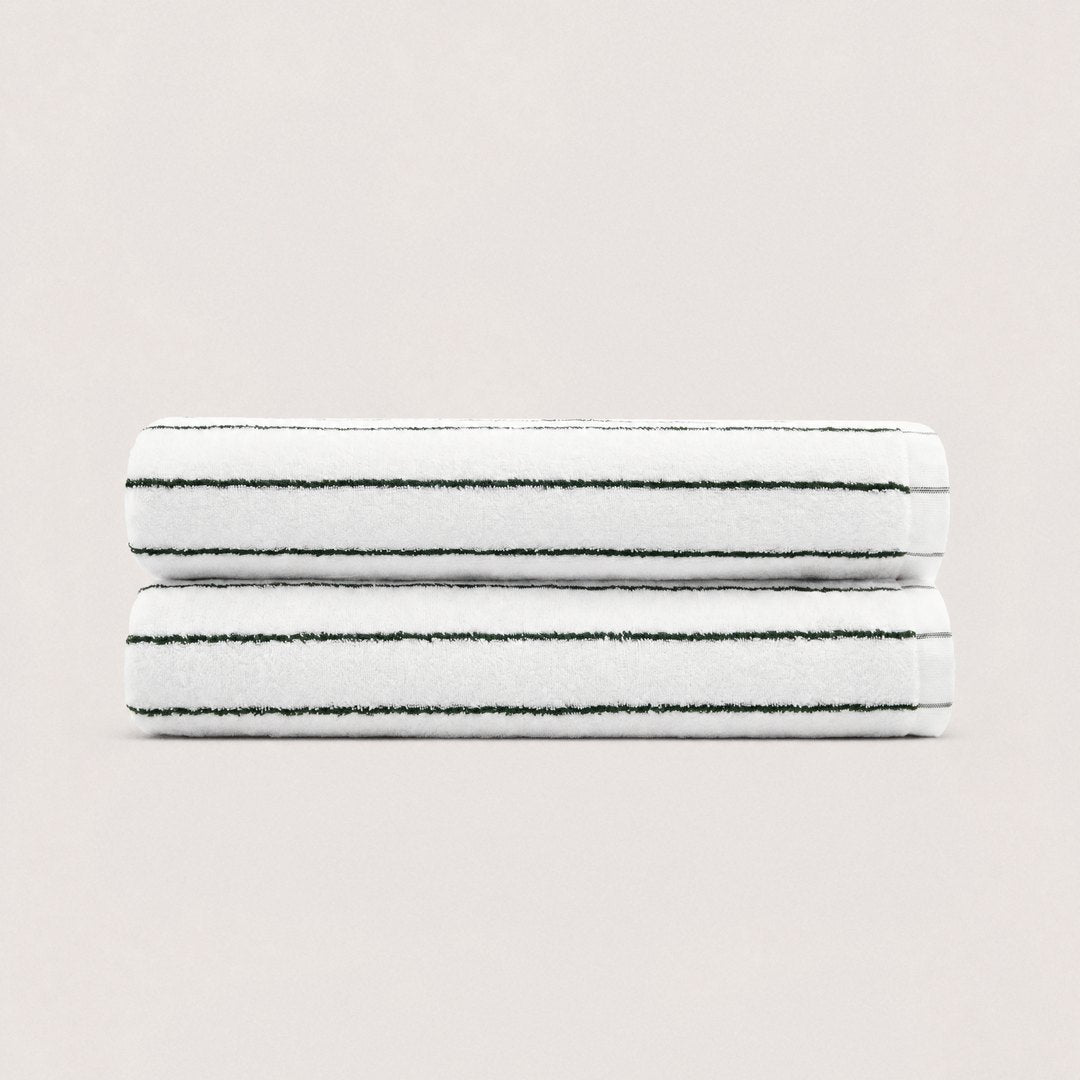 Ultrasoft Cotton Bath Towels pack (Cloud White & Olive Green)