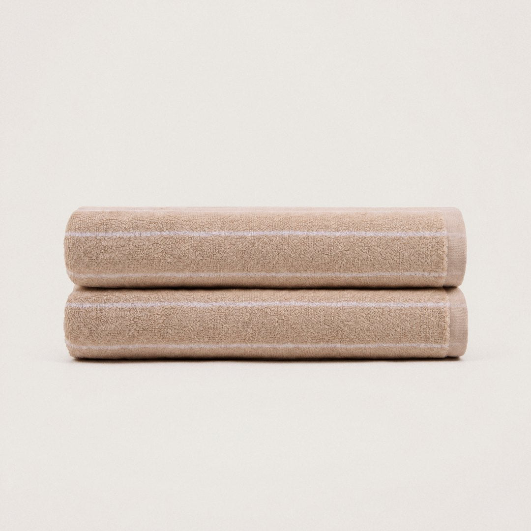 Ultrasoft Cotton Bath Towels pack (Sand & White)