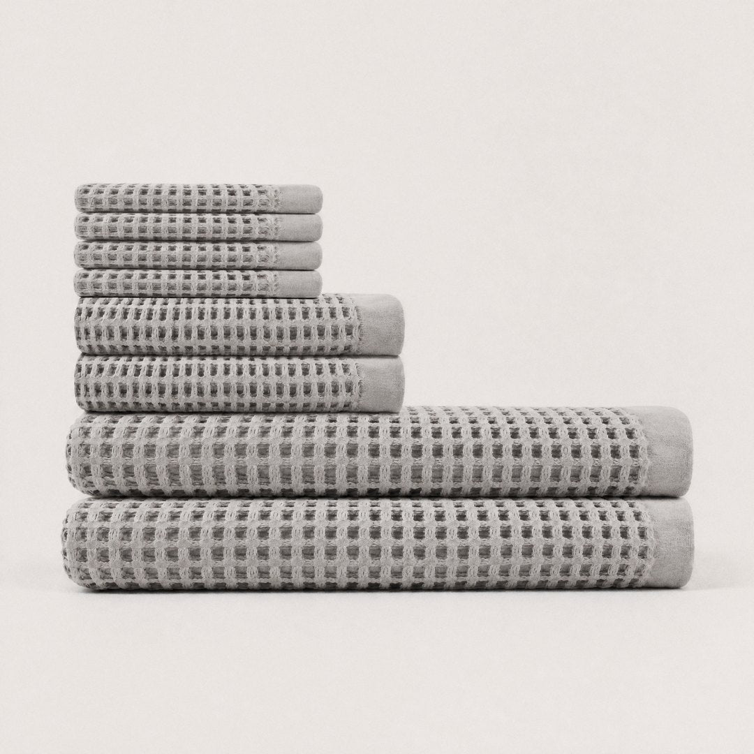 Cotton Waffle Bath Bundle pack (Stone Grey)