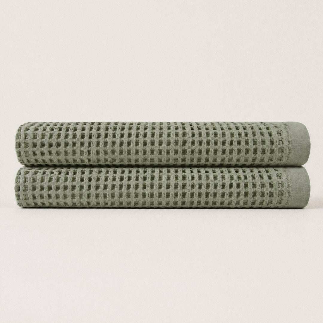 Cotton Waffle Bath Sheets pack (Sage)