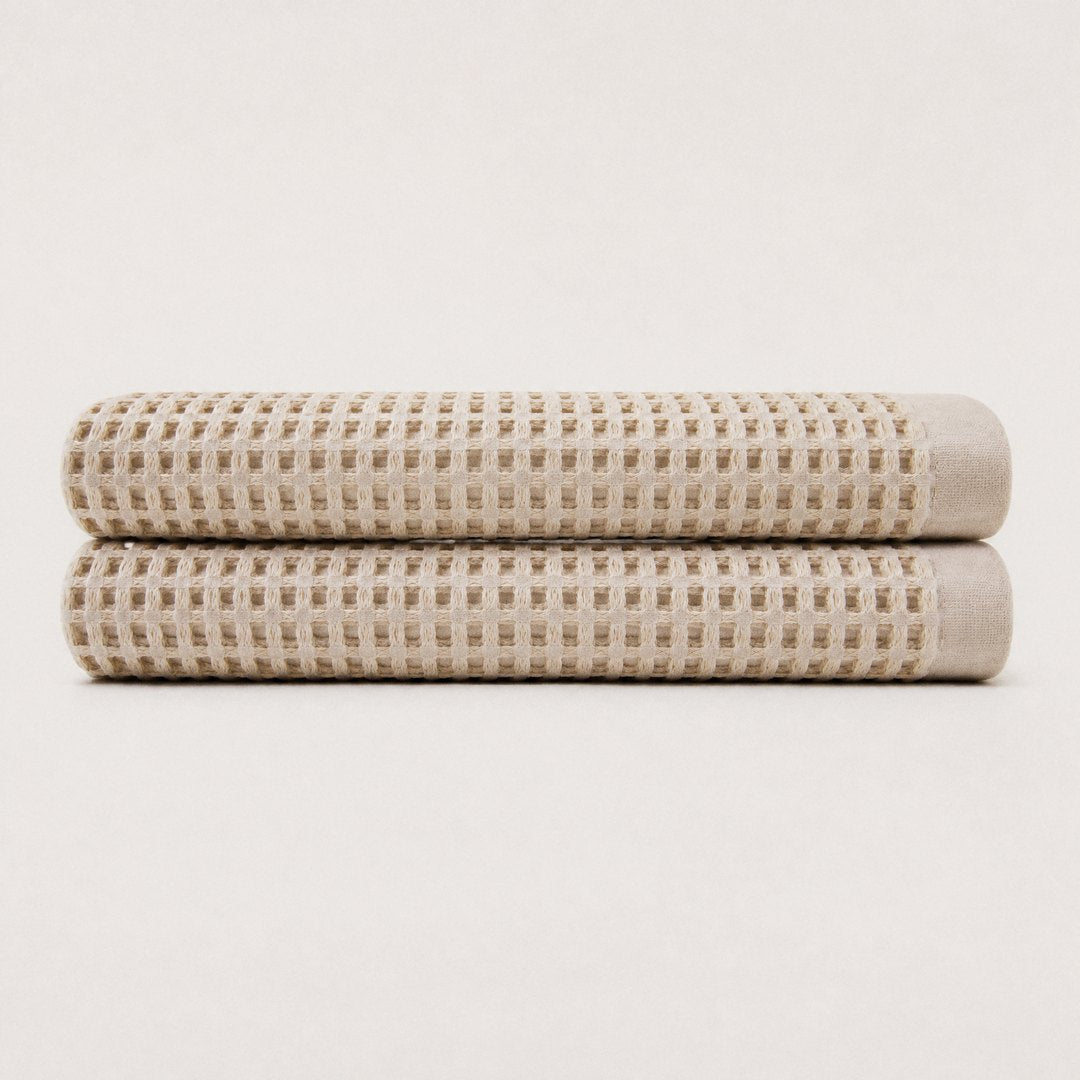 Cotton Waffle Bath Sheets pack (Sand)