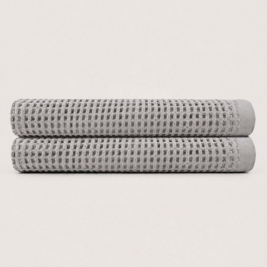 Cotton Waffle Bath Sheets pack (Stone Grey)