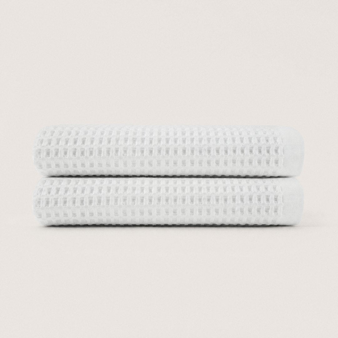 Cotton Waffle Bath Towels pack (Cloud White)