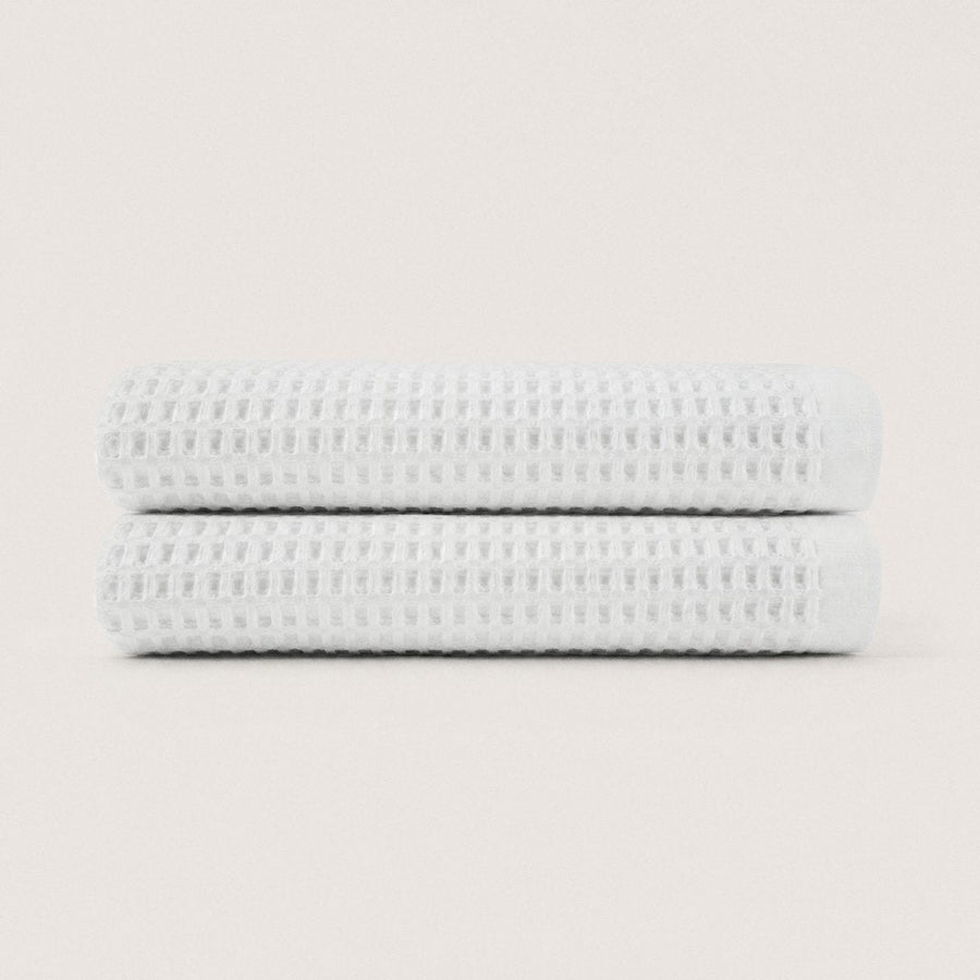 Cotton Waffle Bath Towels pack (Cloud White)