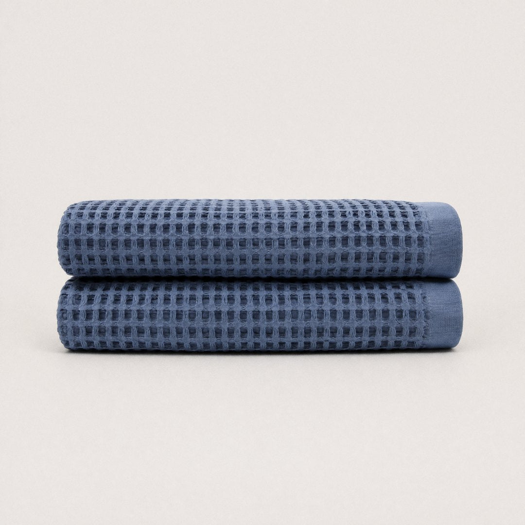 Cotton Waffle Bath Towels pack (Lapiz Blue)