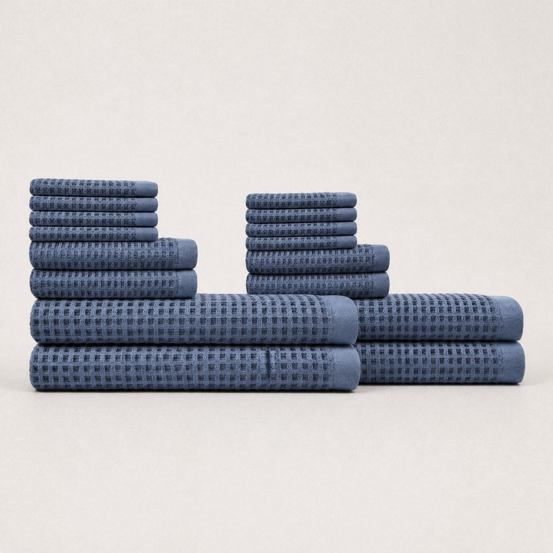 Cotton Waffle Family Bundle pack (Lapiz Blue)