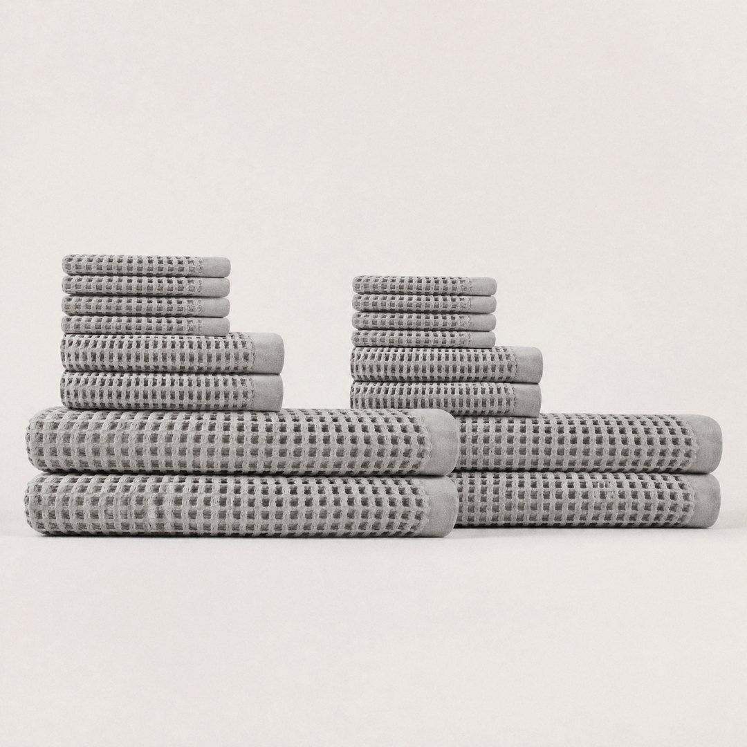 Cotton Waffle Family Bundle pack (Stone Grey)