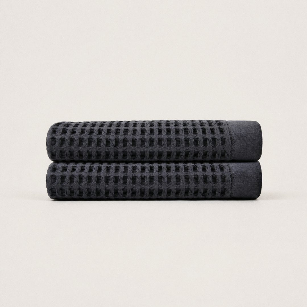 Cotton Waffle Hand Towels pack (Charcoal)