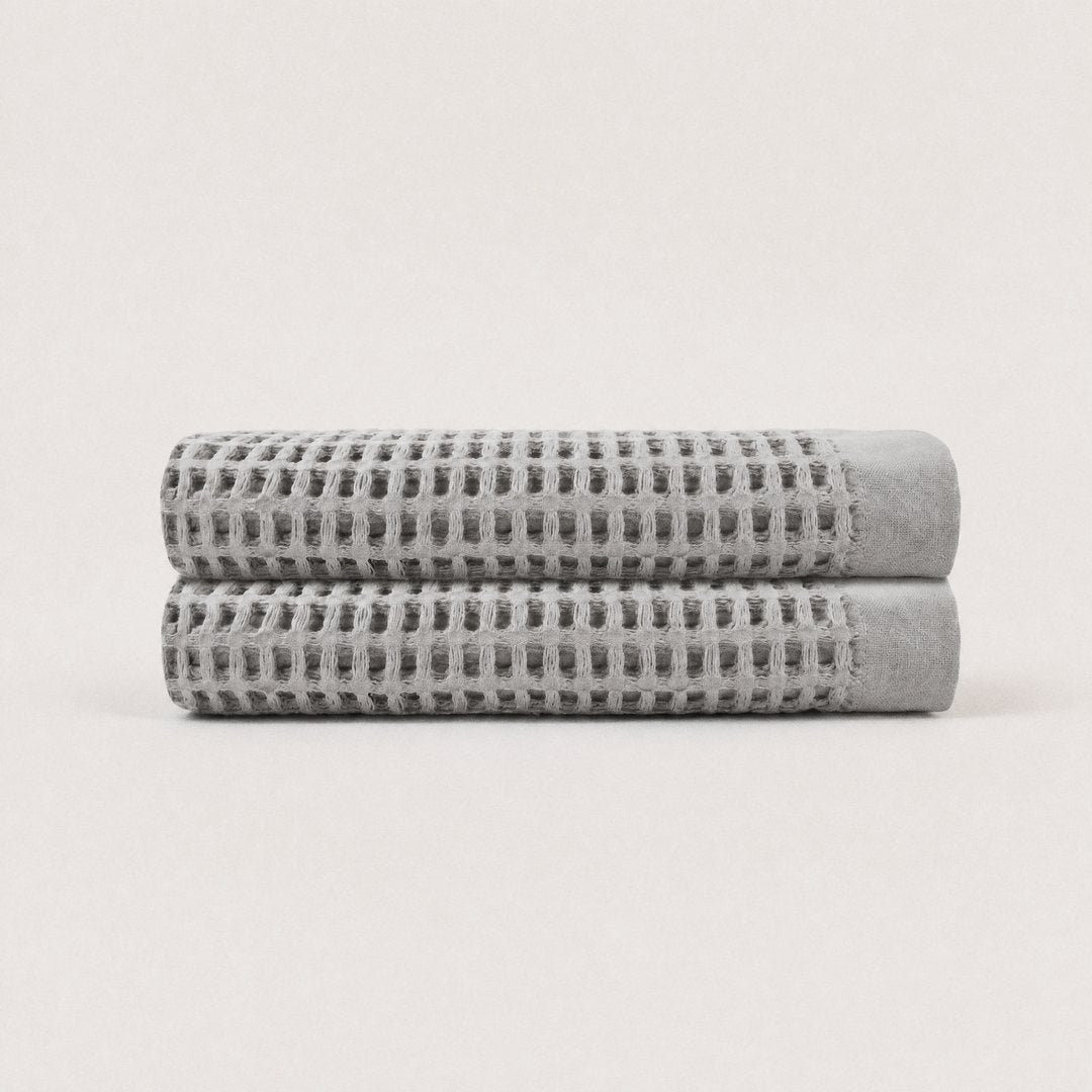 Cotton Waffle Hand Towels pack (Stone Grey)