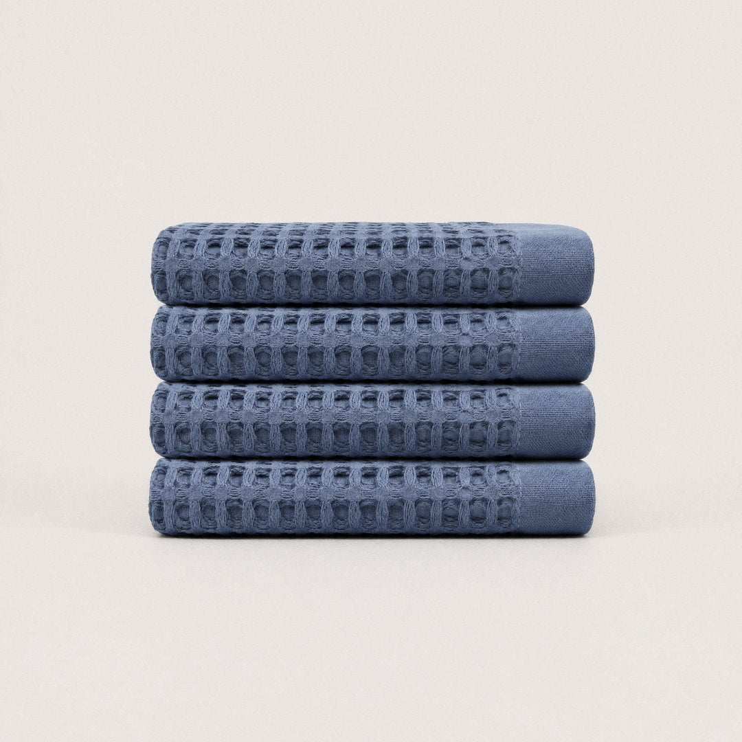 Cotton Waffle Washcloths pack (Lapiz Blue)