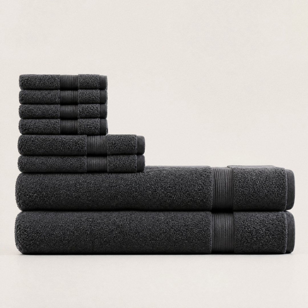 8 piece towel set with bath sheets (Charcoal)