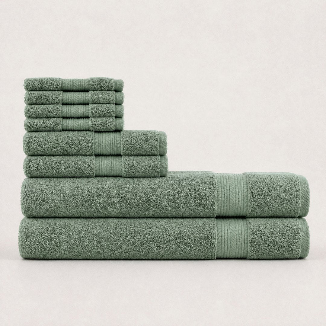 8 piece towel set with bath sheets (Sage)