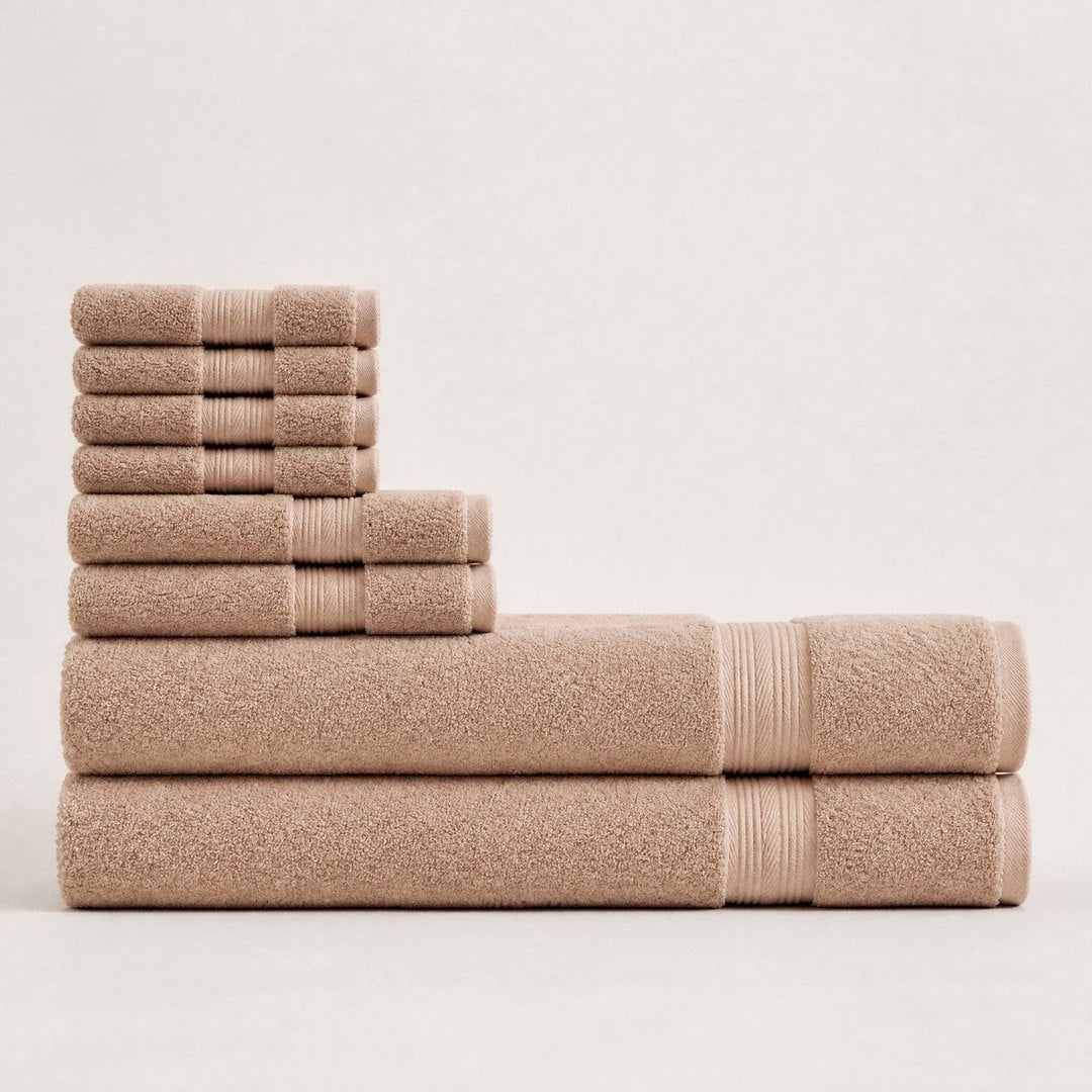 8 piece towel set with bath towels (Sand)