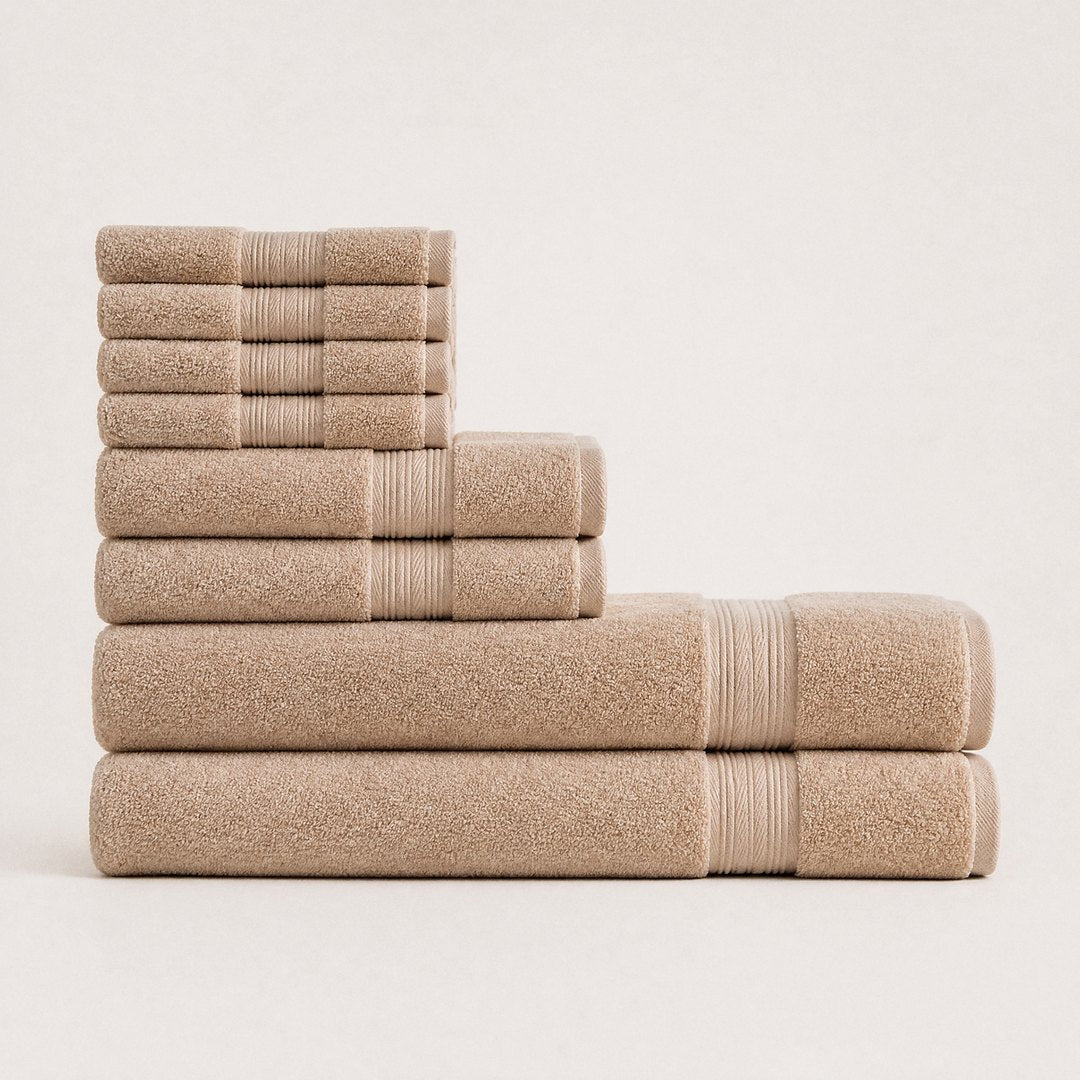 8 piece towel set with bath sheets (Sand)