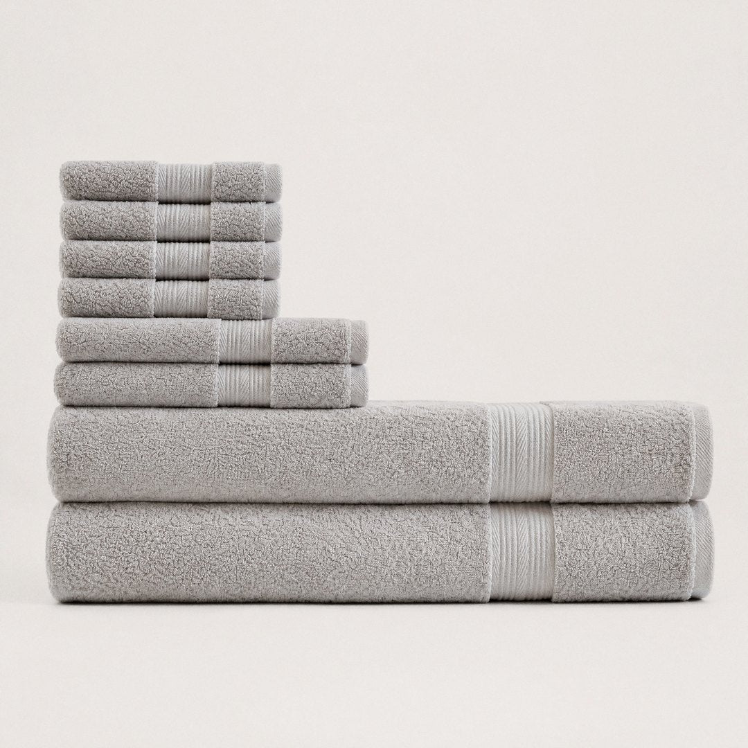 8 piece towel set with bath sheets (Stone Grey)