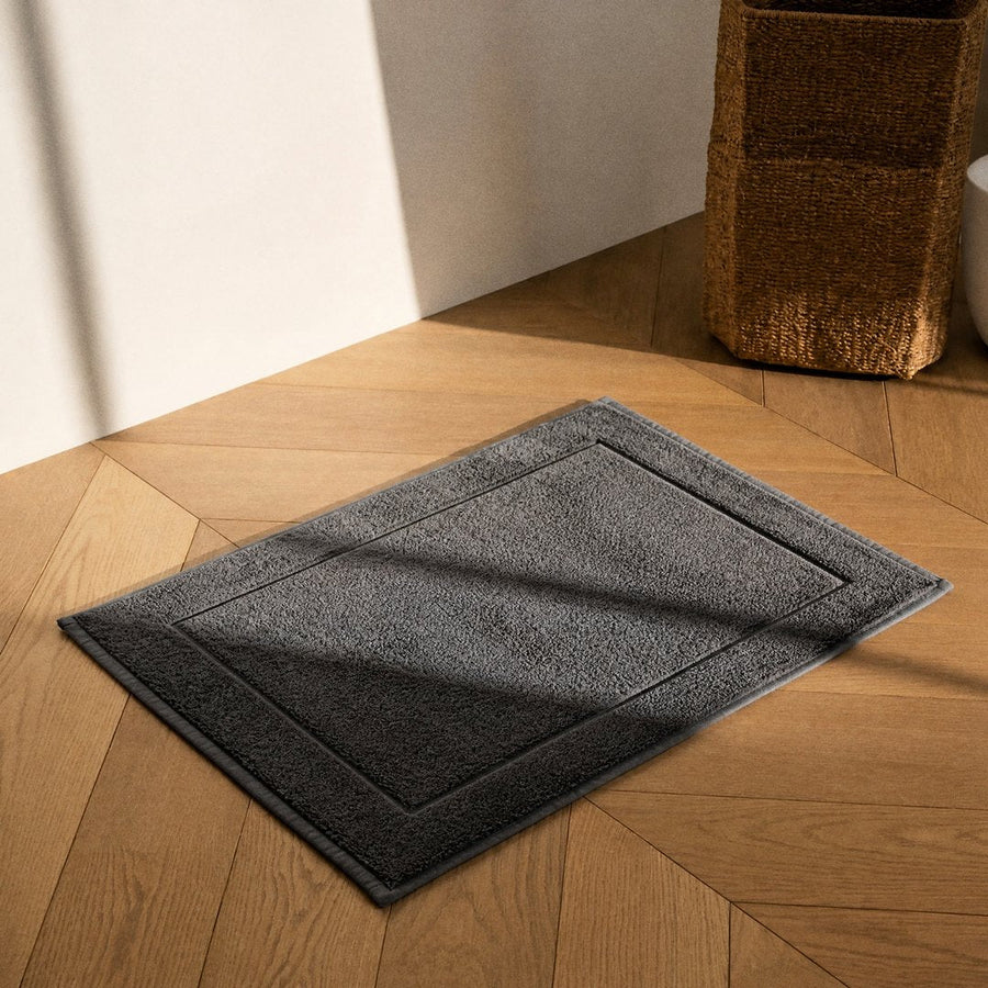 Cotton Bath Mat mat on floor (Charcoal)