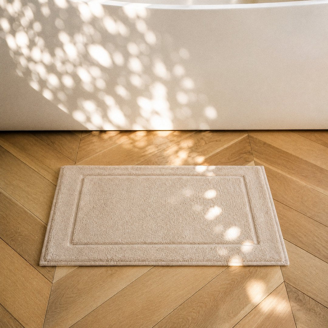 Cotton Bath Mat mat on floor (Sand)