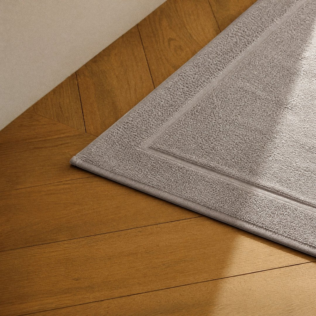 Cotton Bath Mat mat on floor (Stone Grey)