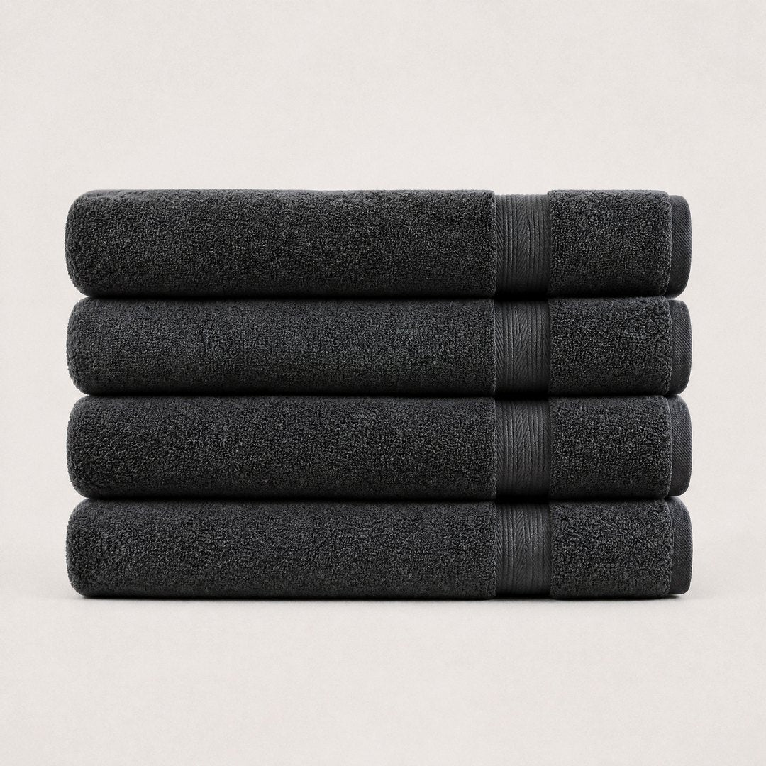 Four folded Ultrasoft bath sheets (Charcoal)
