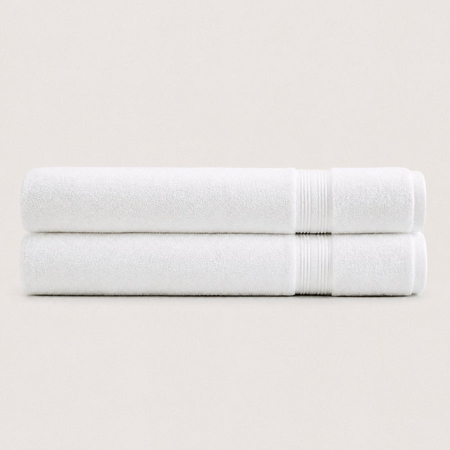Two folded Ultrasoft bath sheets (Cloud White)