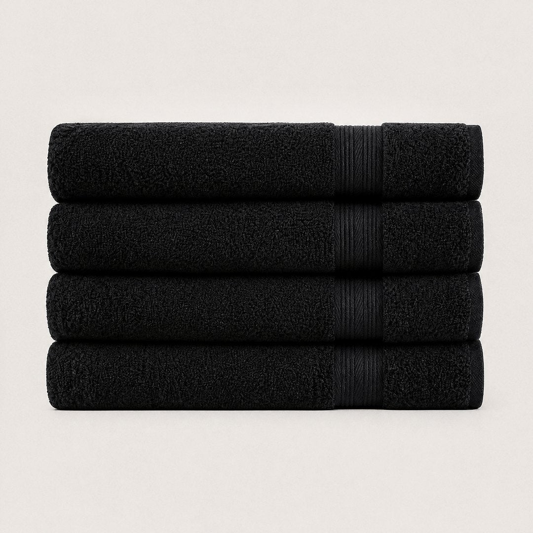 Four folded Ultrasoft bath sheets (Midnight Black)