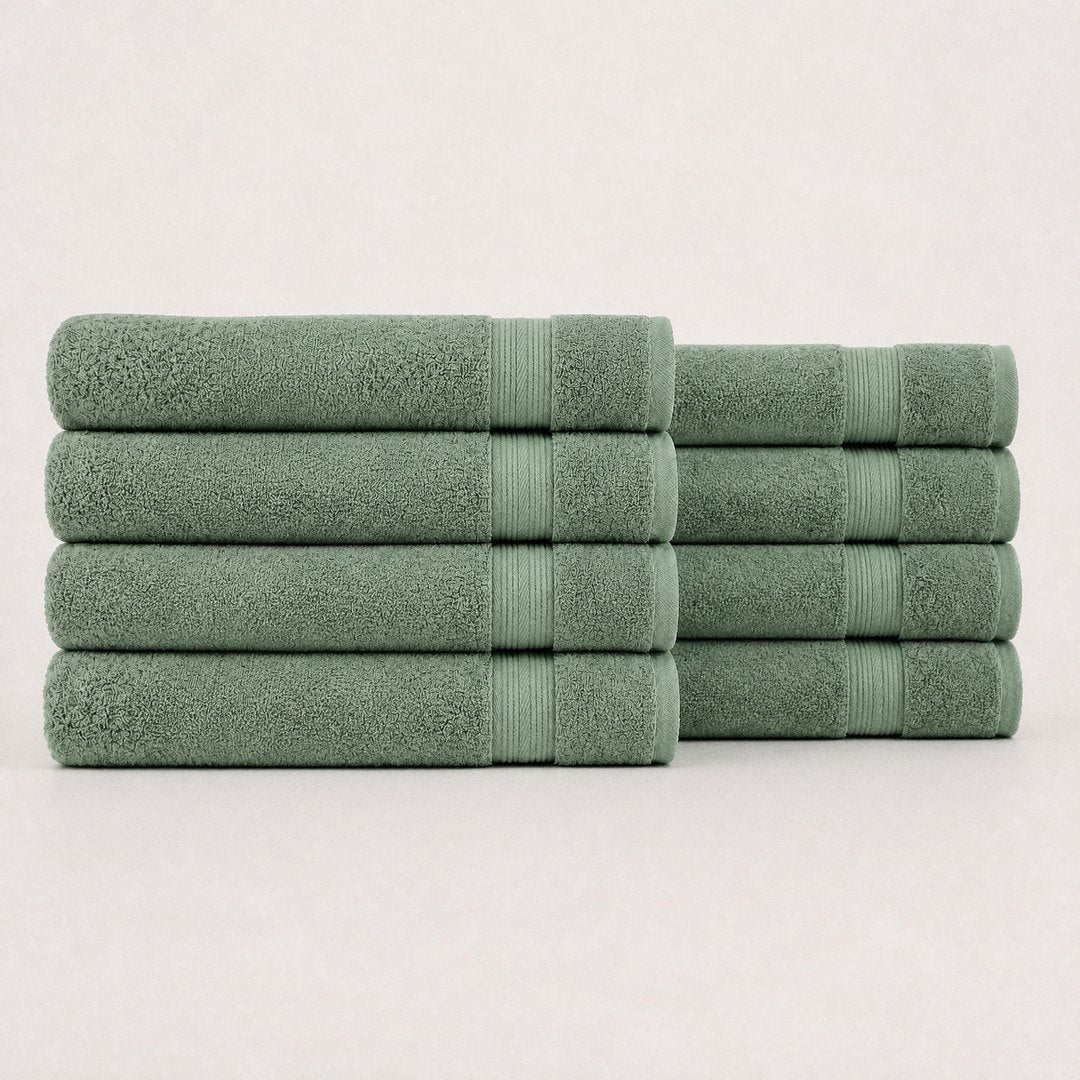 Eight folded Ultrasoft bath sheets (Sage)