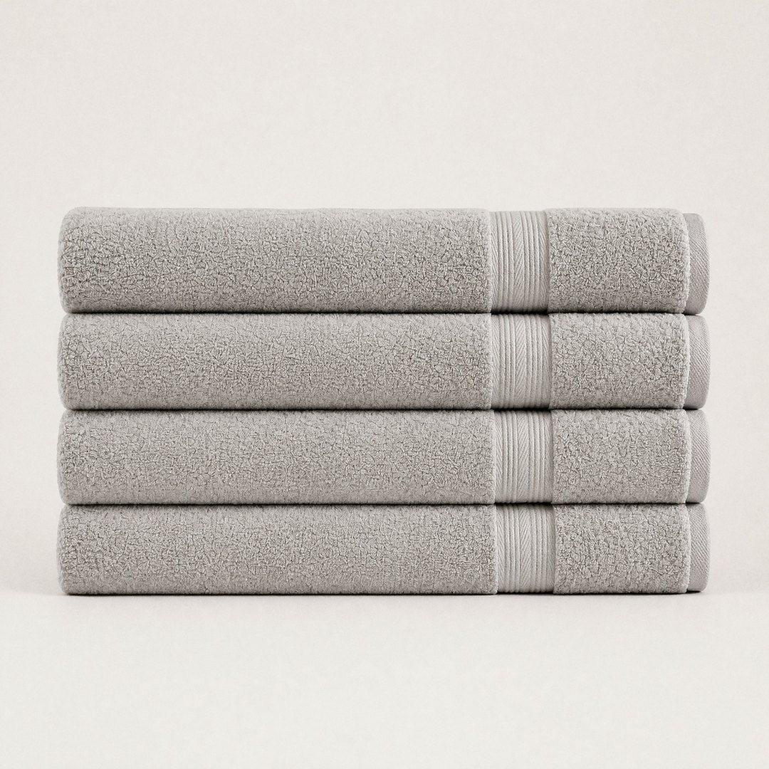 Four folded Ultrasoft bath sheets (Stone Grey)